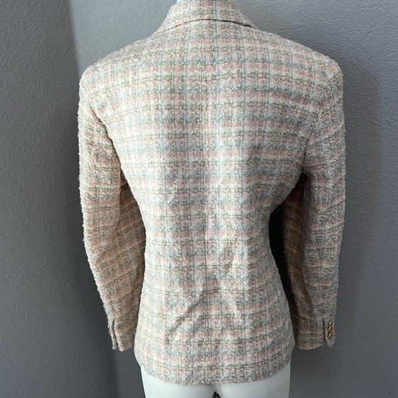 Talbots Tweed Wool Blend Multicolor Gold Buttons Shoulder Pad Blazer Size 12 USA - Picture 5 of 8